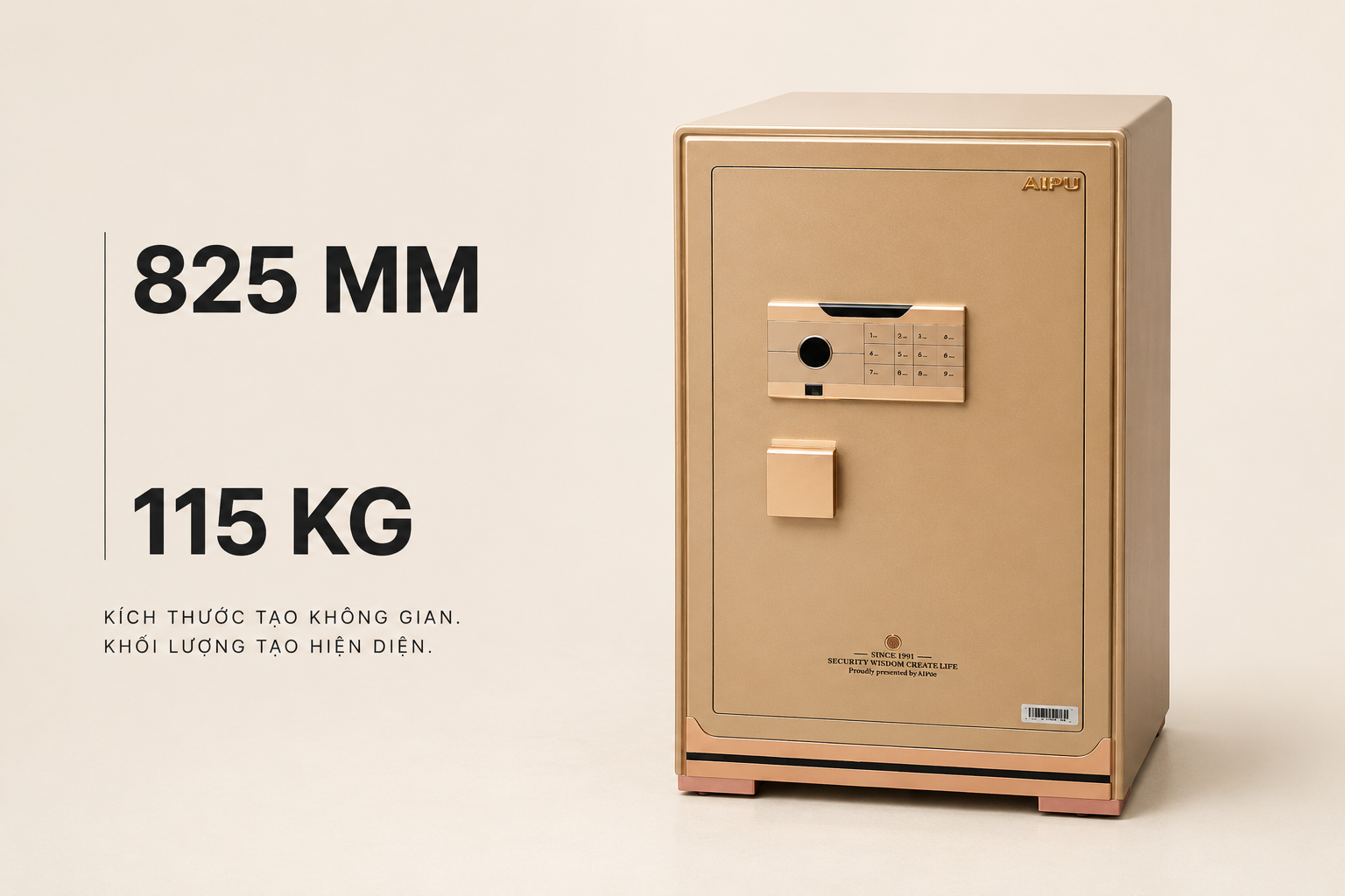 Két sắt thông minh AIPU ZR-80VI màu Champagne Gold