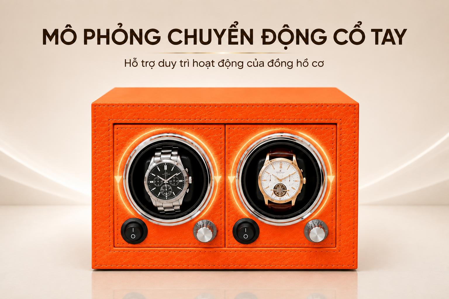 Hộp xoay đồng hồ AIPU X10 sử dụng pin đặt bên trong két sắt