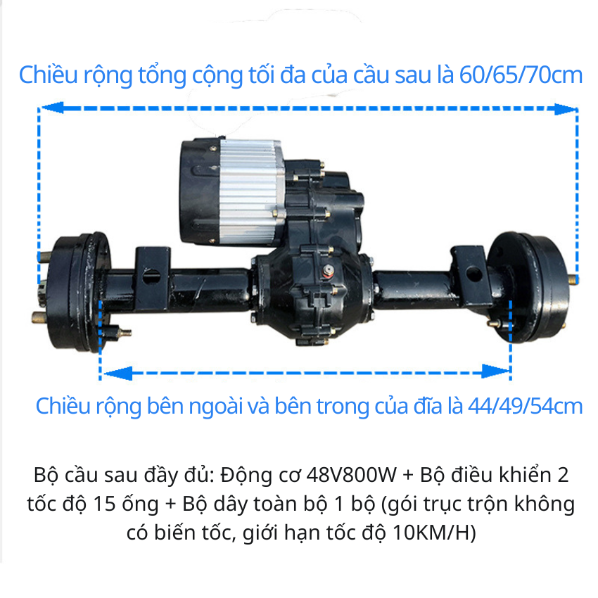 Cầu xe điện, Động cơ không chổi than tốc độ thấp cho cầu sau kích thước 60/65/70cm
