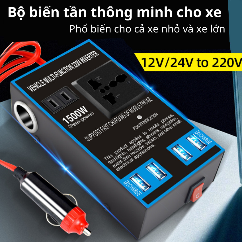 Bộ chuyển đổi 12V/24V sang 220V và cổng USB (chỉ dùng cho sạc)