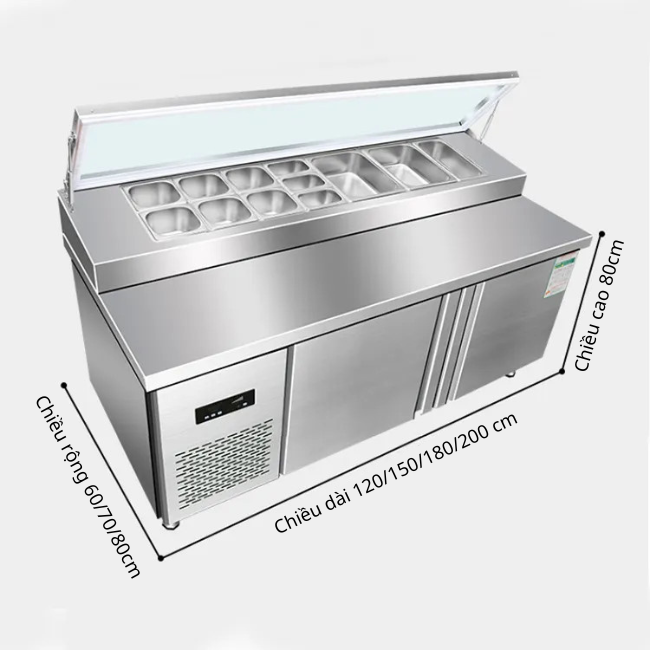 Bàn trưng bày salad sandwich, hamburger 1 cửa/ Tủ trung bày làm lạnh 1 cánh