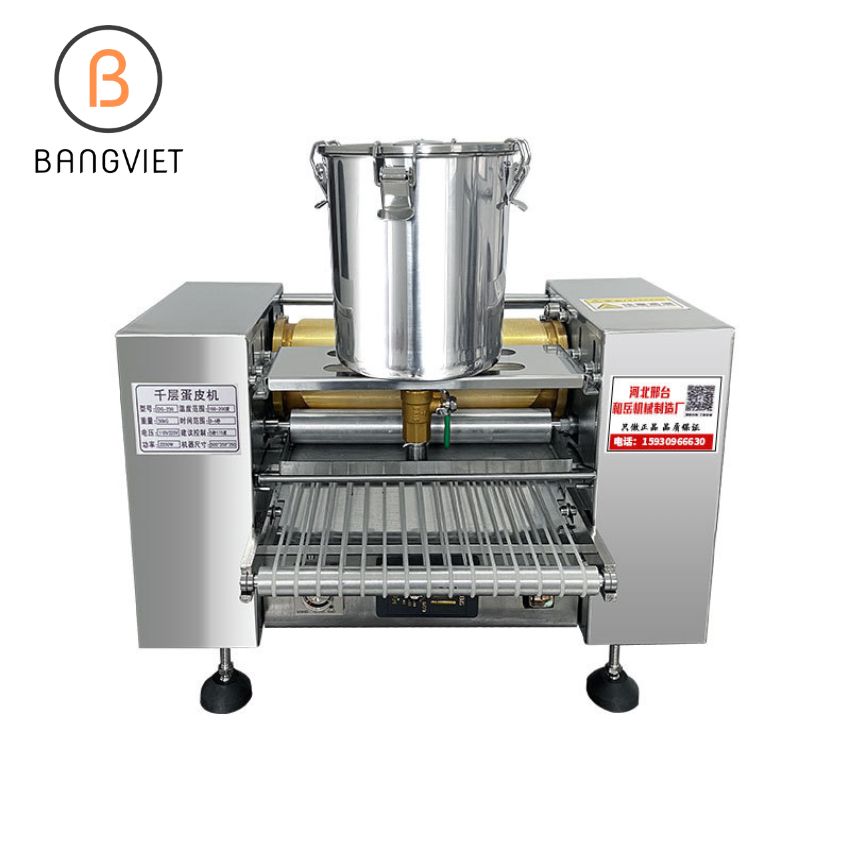 Máy làm vỏ bánh crep tự động năng suất cao, Máy làm bánh ngàn lớp tự động crepe