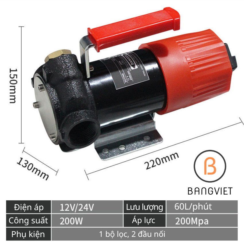 Bơm dầu Diesel chạy điện 12V/ 24V lưu lượng 60L/p