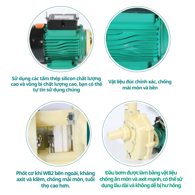 Bơm hoá chất axit sulfuric H2SO4 đậm đặc chạy điện 220V 380V 750W 1500W