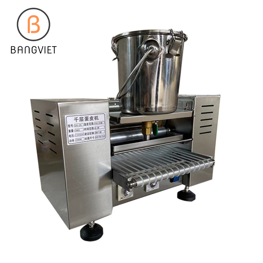 Máy làm vỏ bánh crep tự động năng suất cao, Máy làm bánh ngàn lớp tự động crepe