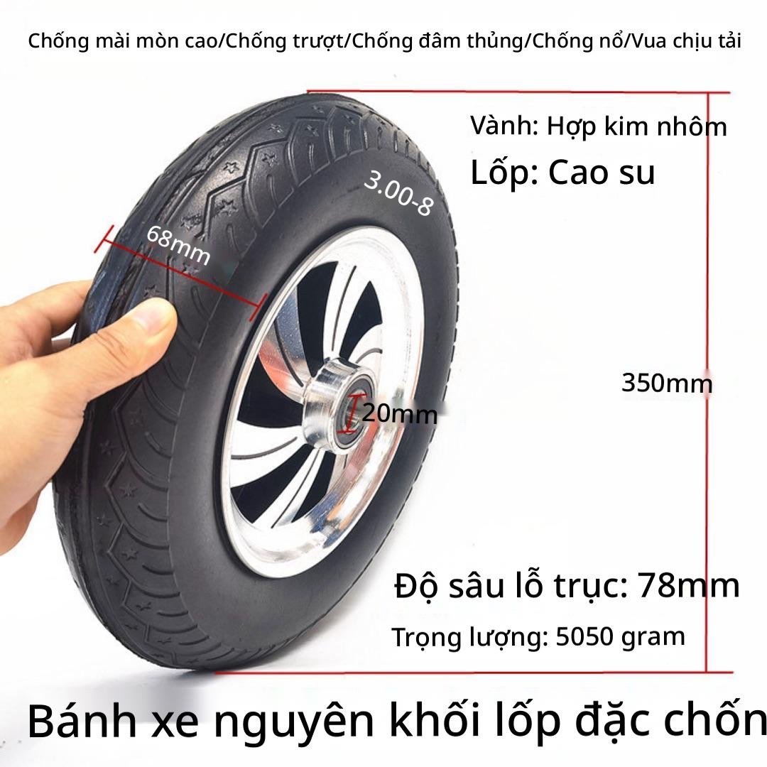 Bánh xe đặc 300-8 vành nhôm