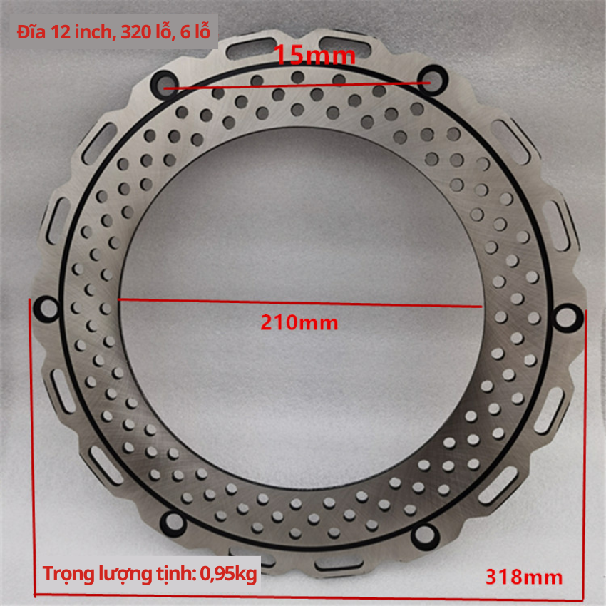 Đĩa phanh 5 lỗ cho xe điện, đĩa phanh 4 lỗ cho xe ba bánh, đĩa phanh 6 lỗ, đường kính180/190/200/220/265