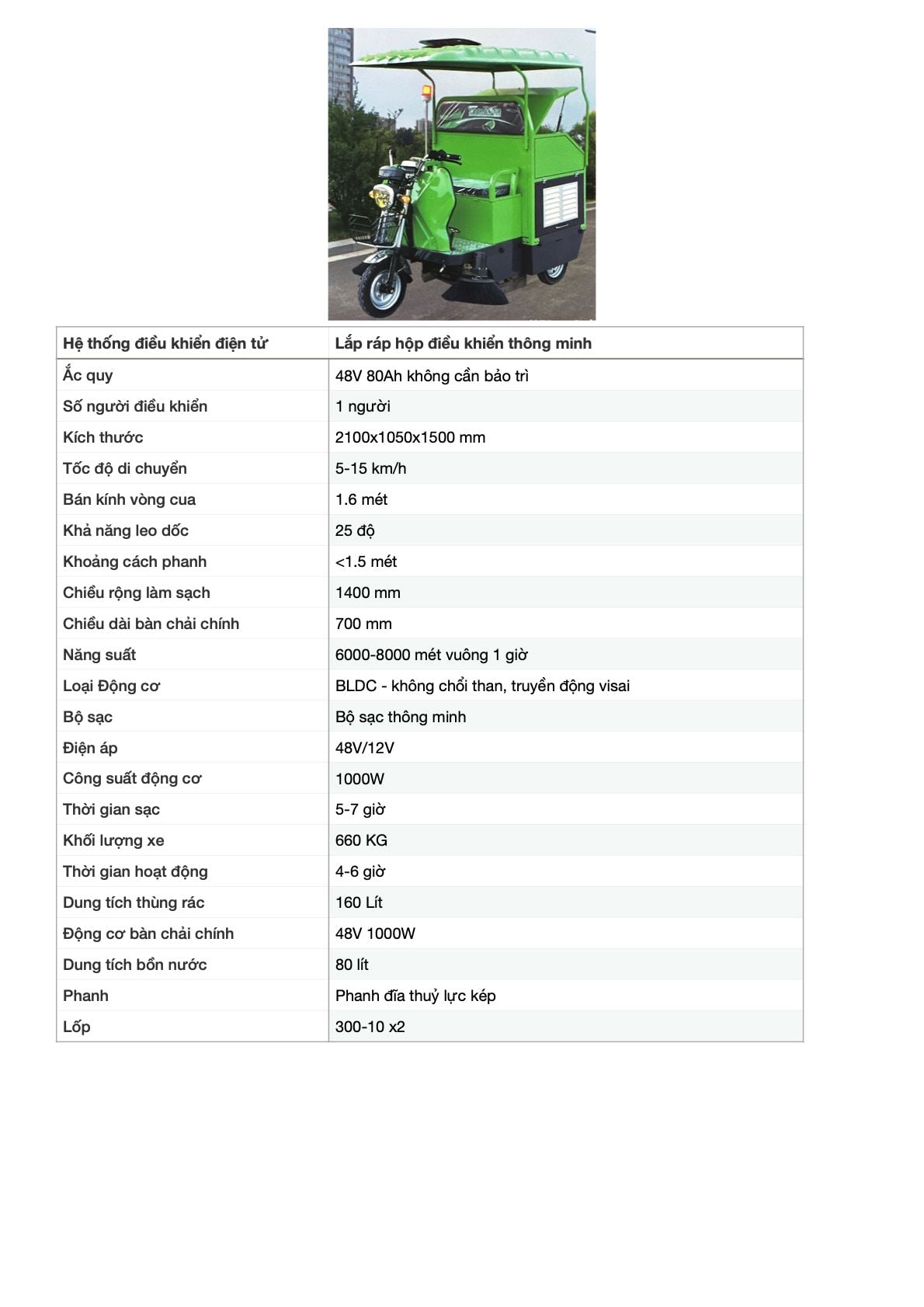 Xe điện môi trường tưới cây, phun sương, quét rác, rửa xe