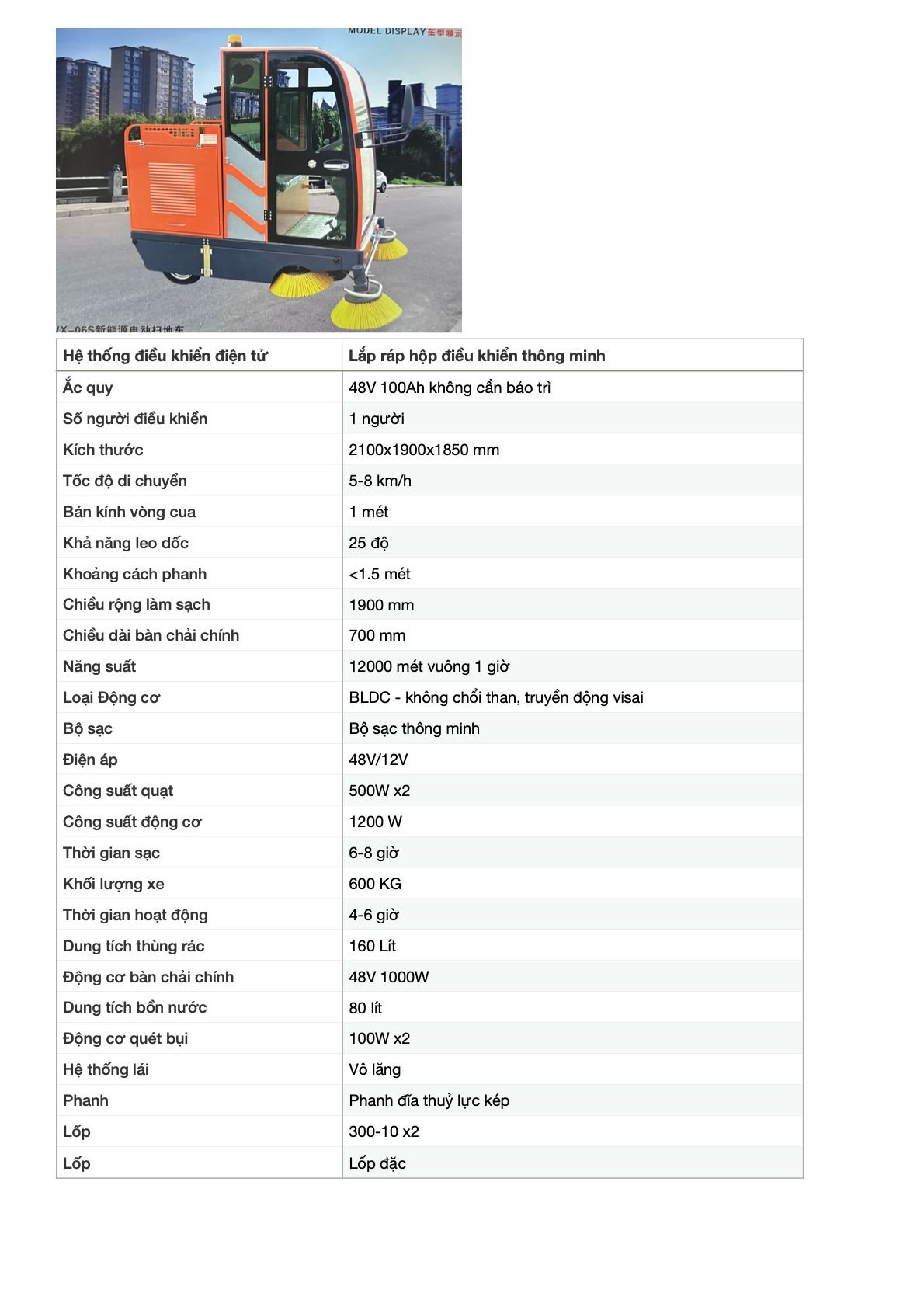 Xe điện môi trường tưới cây, phun sương, quét rác, rửa xe