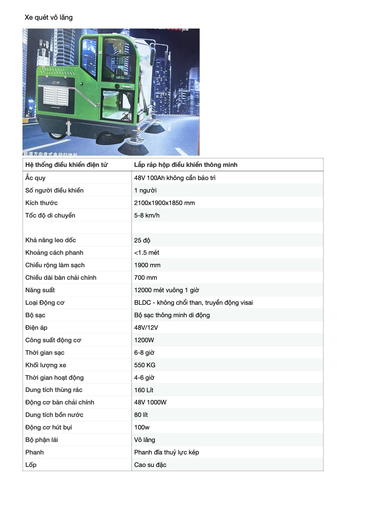 Xe điện môi trường tưới cây, phun sương, quét rác, rửa xe