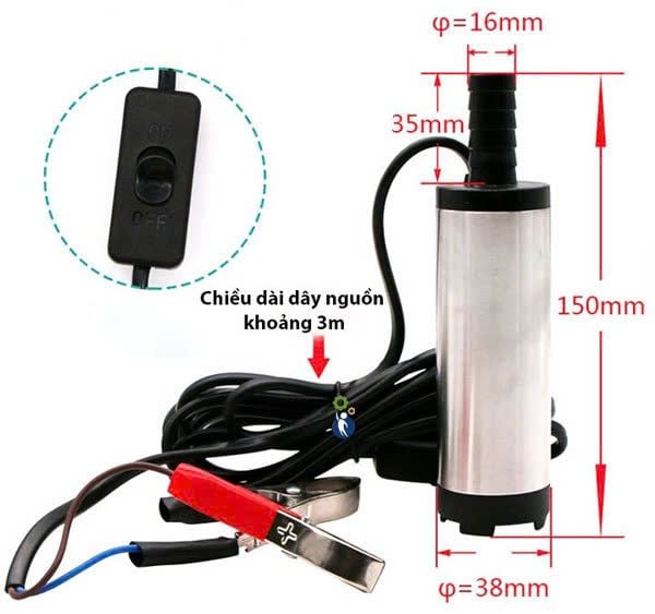 Bơm nhúng chìm, bơm ngập nước Diesel, dầu lửa 12V 24V 12L/p 30L/p