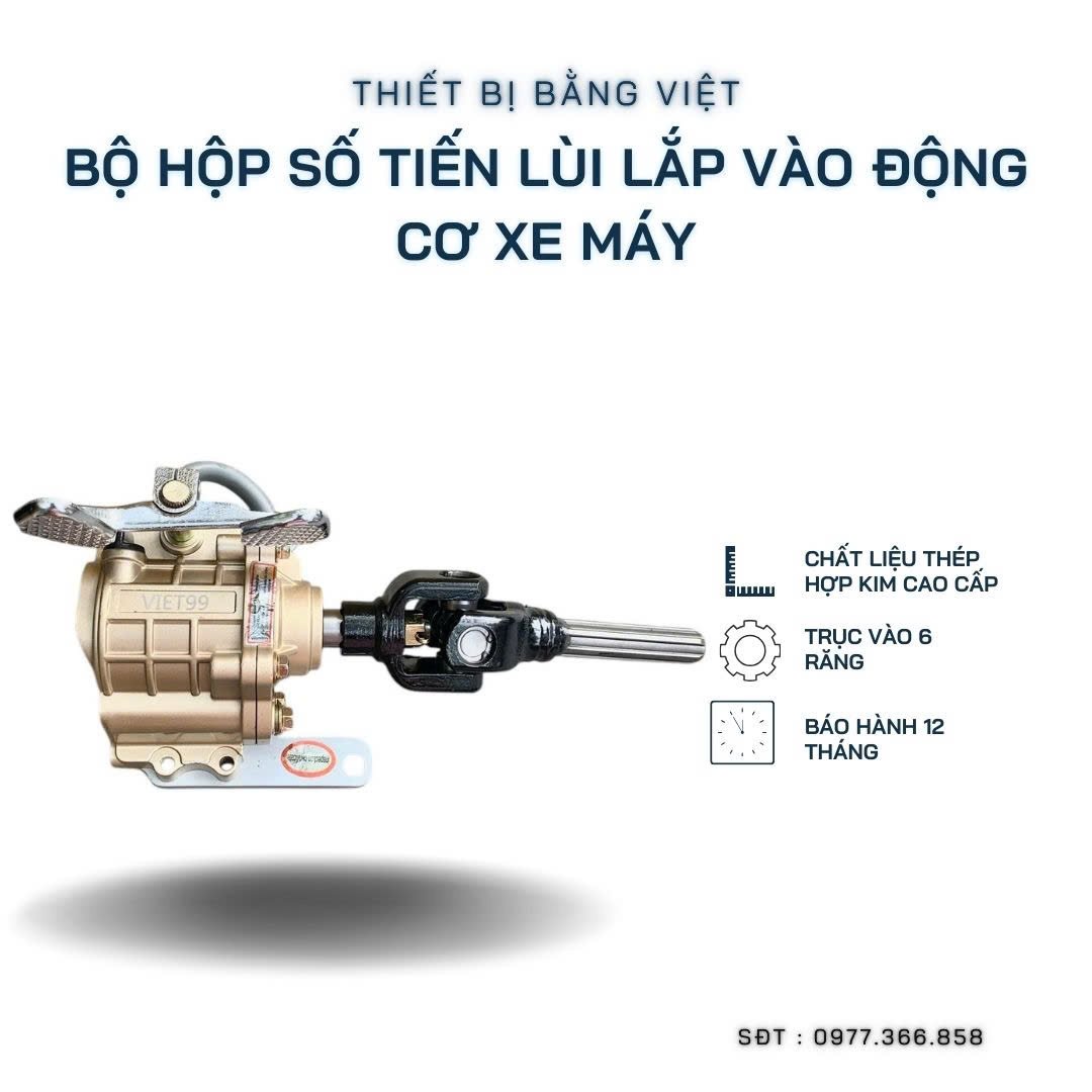 Bộ hộp số tiến lùi đảo chiều lắp vào động cơ xe máy