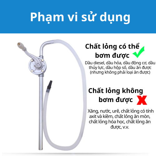 Dụng Cụ Bơm Hút Chất Lỏng- Bơm Quay Tay Vật Liệu Nhôm, Bơm Xăng, Dầu Diesel