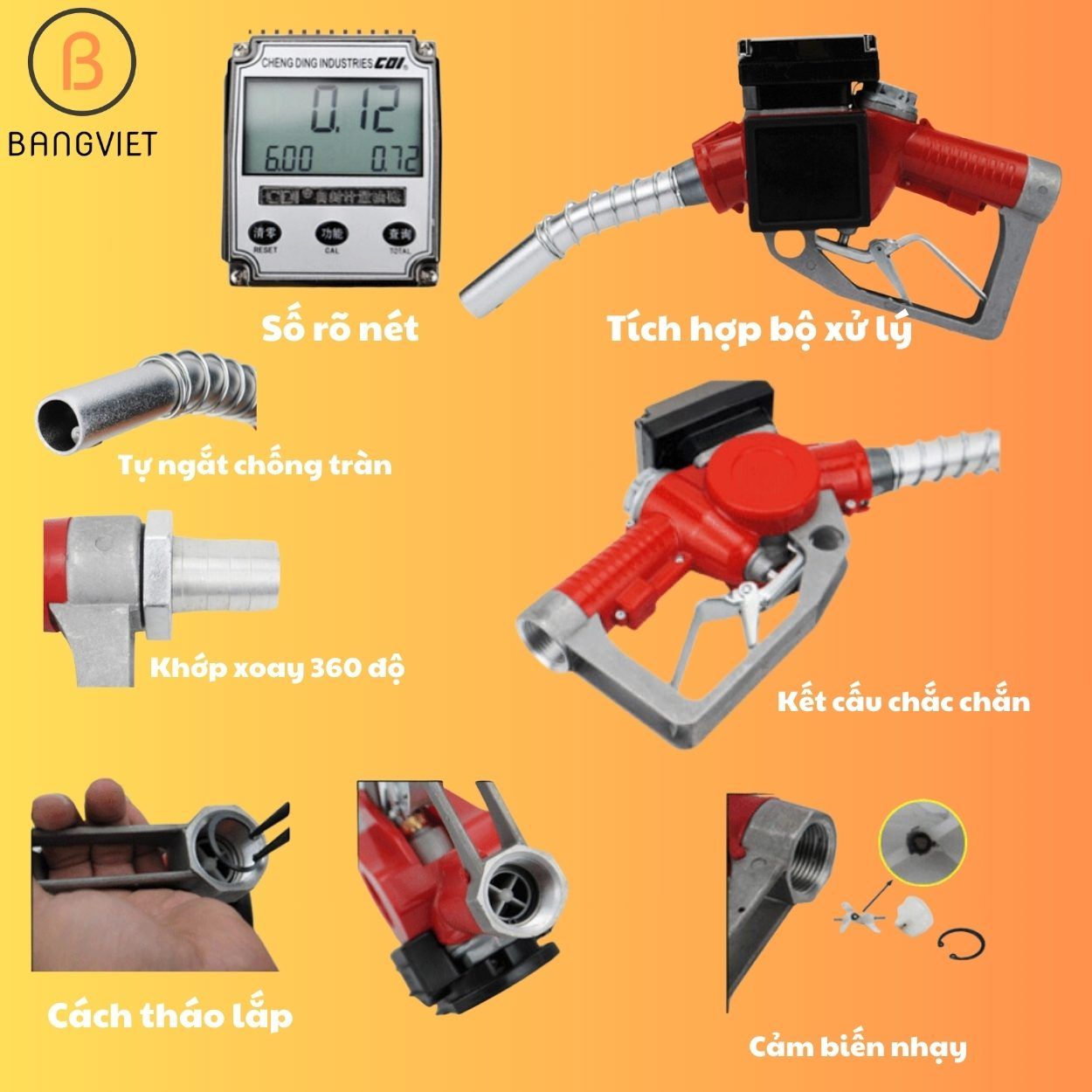 Cò bơm xăng dầu định lượng, tính tiền, tự ngắt BV845