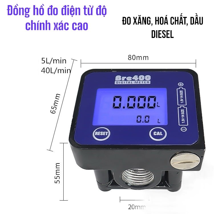 Đồng hồ đo dầu thủy lực bánh răng 1-30L/p Bre400