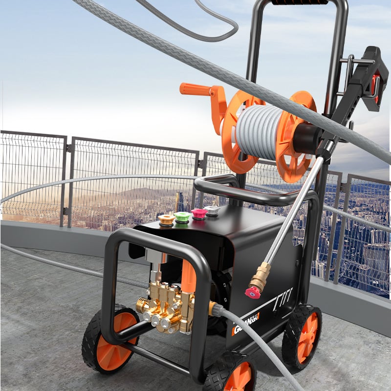 Máy rửa xe cầm tay áp suất cao 220V, công suất lớn, bơm nước mạnh, thiết kế chuyên dụng cho việc rửa xe và làm sạch sân vườn, trang trại chăn nuôi