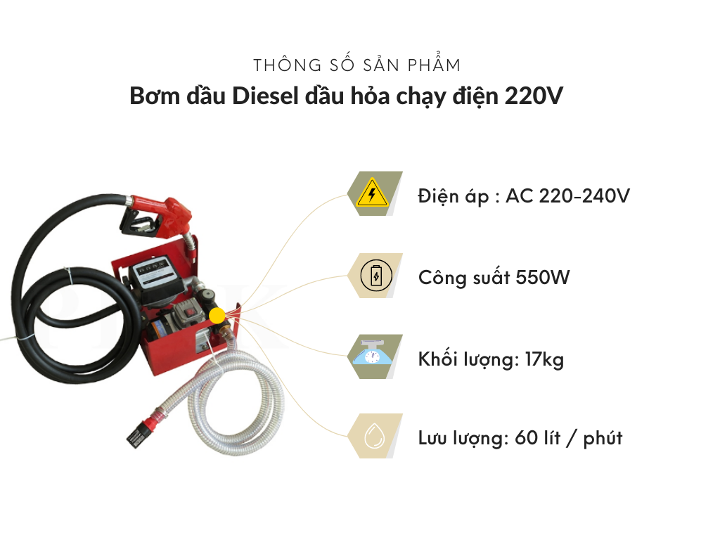 Bộ KIT Bơm dầu Diesel dầu hỏa chạy điện 220V 12V 24V 60L/P CH8020AC