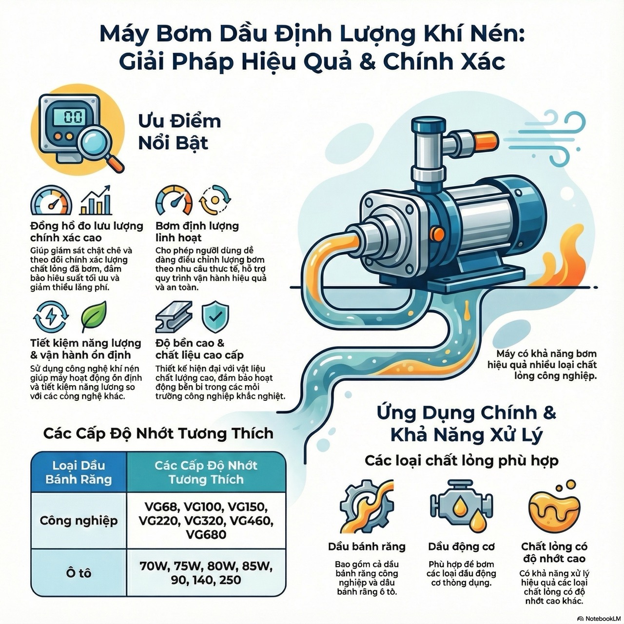 Máy bơm dầu nhớt, dầu thuỷ lực định lượng bằng khí nén