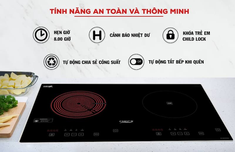 Bếp hỗn hợp từ hồng ngoại Chef's EH-MIX220