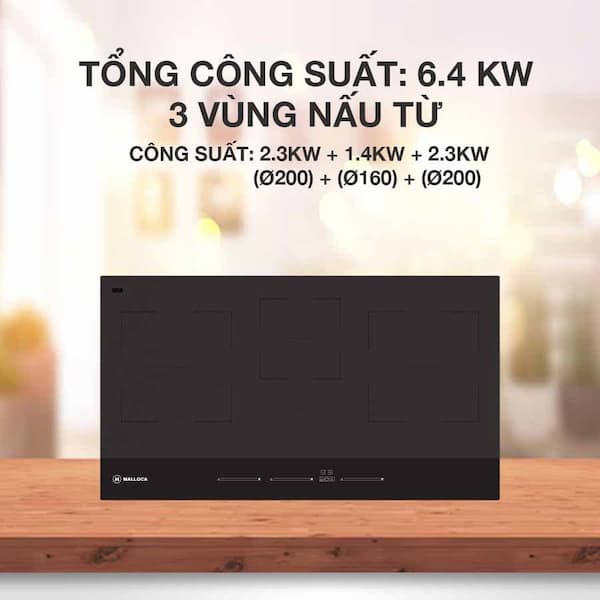 Bếp kính âm 3 từ Malloca Skylux MH-803