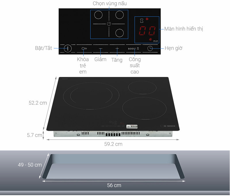 Bếp từ 3 vùng nấu PUJ611BB5E