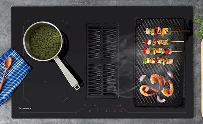 Bếp từ kết hợp máy hút khói khử mùi Malloca HIH- 864