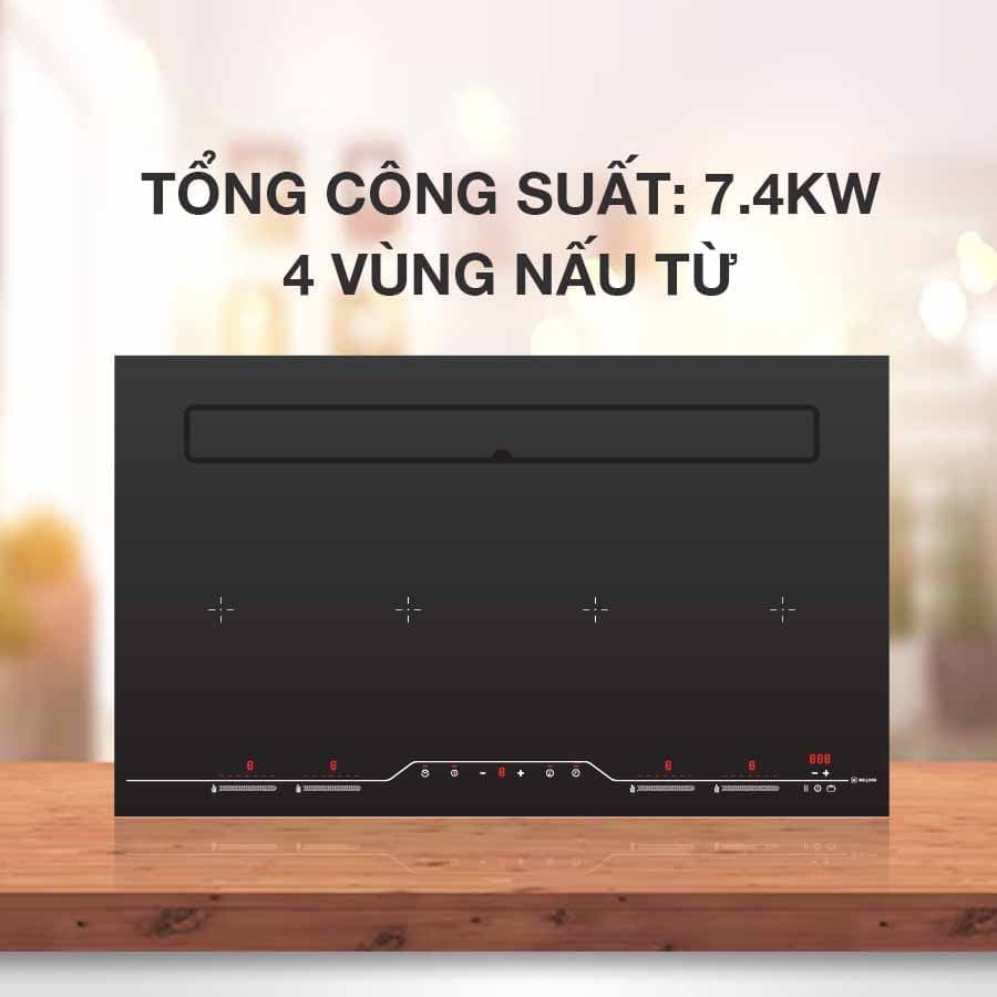 Bếp từ kết hợp máy hút khói khử mùi Malloca HIH-904 SLIM
