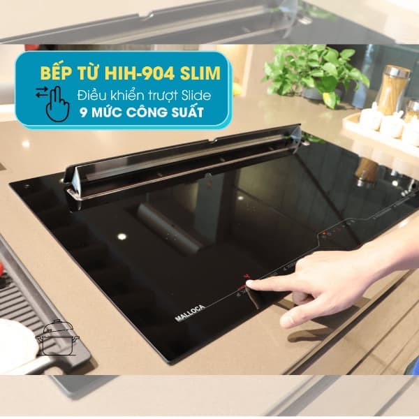 Bếp từ kết hợp máy hút khói khử mùi Malloca HIH-904 SLIM