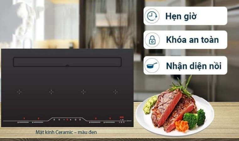 Bếp từ kết hợp máy hút khói khử mùi Malloca HIH-904 SLIM