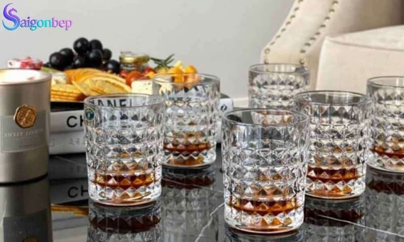 Bộ 6 cốc pha lê kim cương 230ml Crystal Bohemia