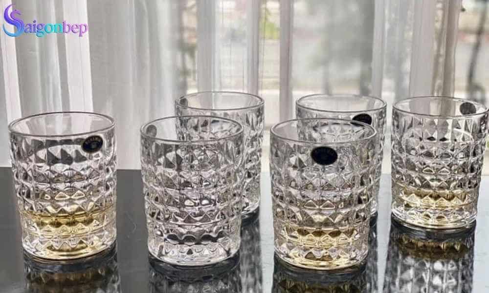 Bộ 6 cốc pha lê kim cương 230ml Crystal Bohemia