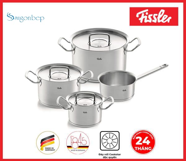 Bộ nồi Fissler Original-Profi 4 món nắp inox (3 nồi 1 quánh)