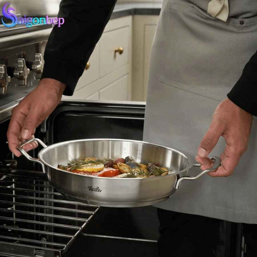 Bộ nồi Fissler Profi 5 món vung thép kèm quánh và chảo 2 quai