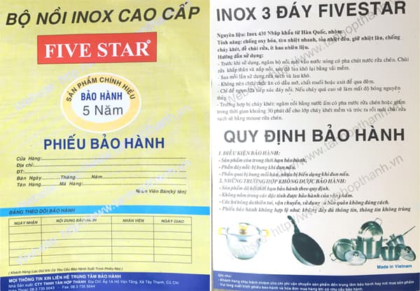 Bộ nồi từ Fivestar 5pcs