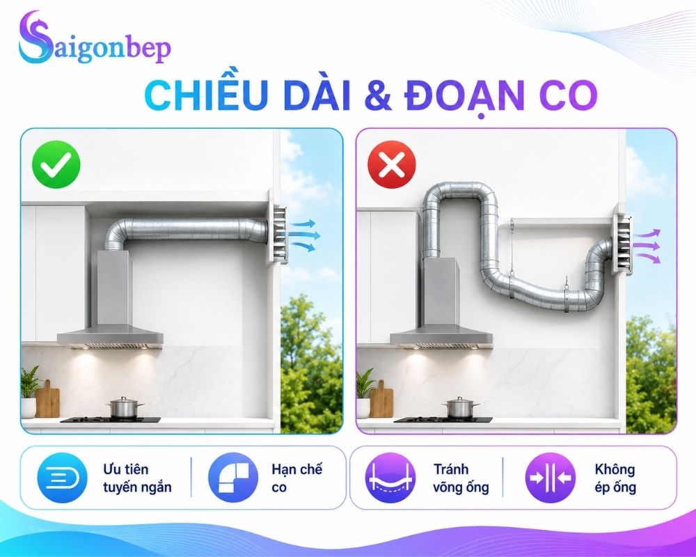 Ưu tiên tuyến ống thẳng và ngắn nhất