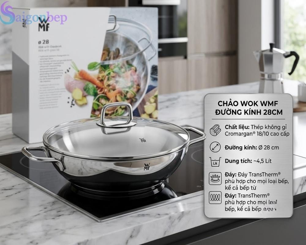 Cấu tạo và chất liệu của chảo sâu lòng Party Wok 28cm