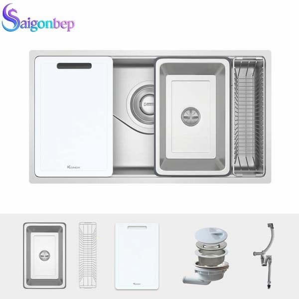Chậu rửa bát 1 hố Konox Tari 8748SR/SM Full