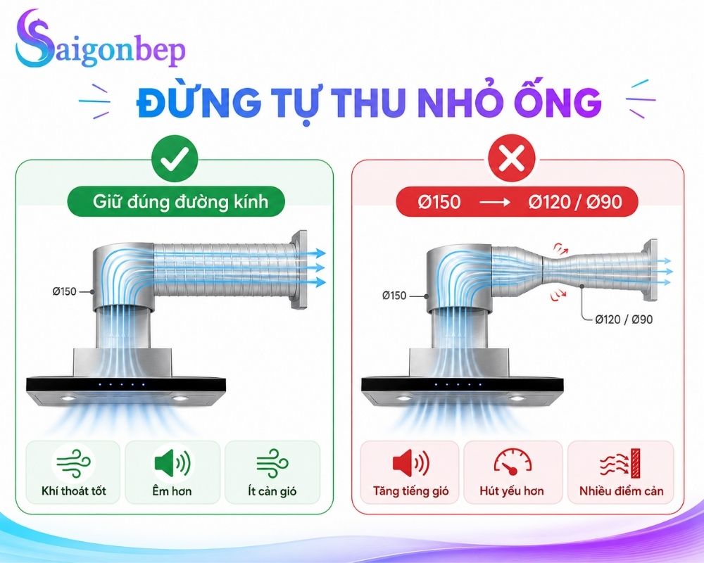 Không tự việc thay đổi kích thước đường ống thoát