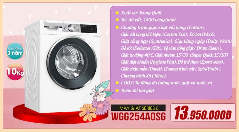 Giảm đến hơn 50% cho máy giặt và máy sấy Bosch chính hãng