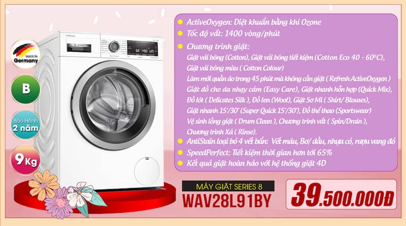 Giảm đến hơn 50% cho máy giặt và máy sấy Bosch chính hãng