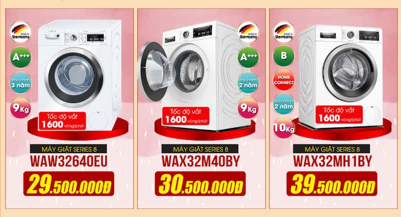 Giảm đến hơn 50% cho máy giặt và máy sấy Bosch chính hãng