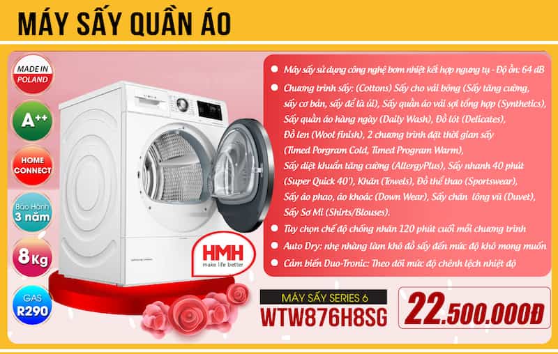 Giảm đến hơn 50% cho máy giặt và máy sấy Bosch chính hãng