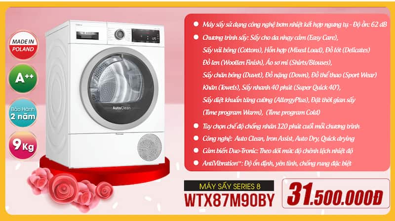 Giảm đến hơn 50% cho máy giặt và máy sấy Bosch chính hãng