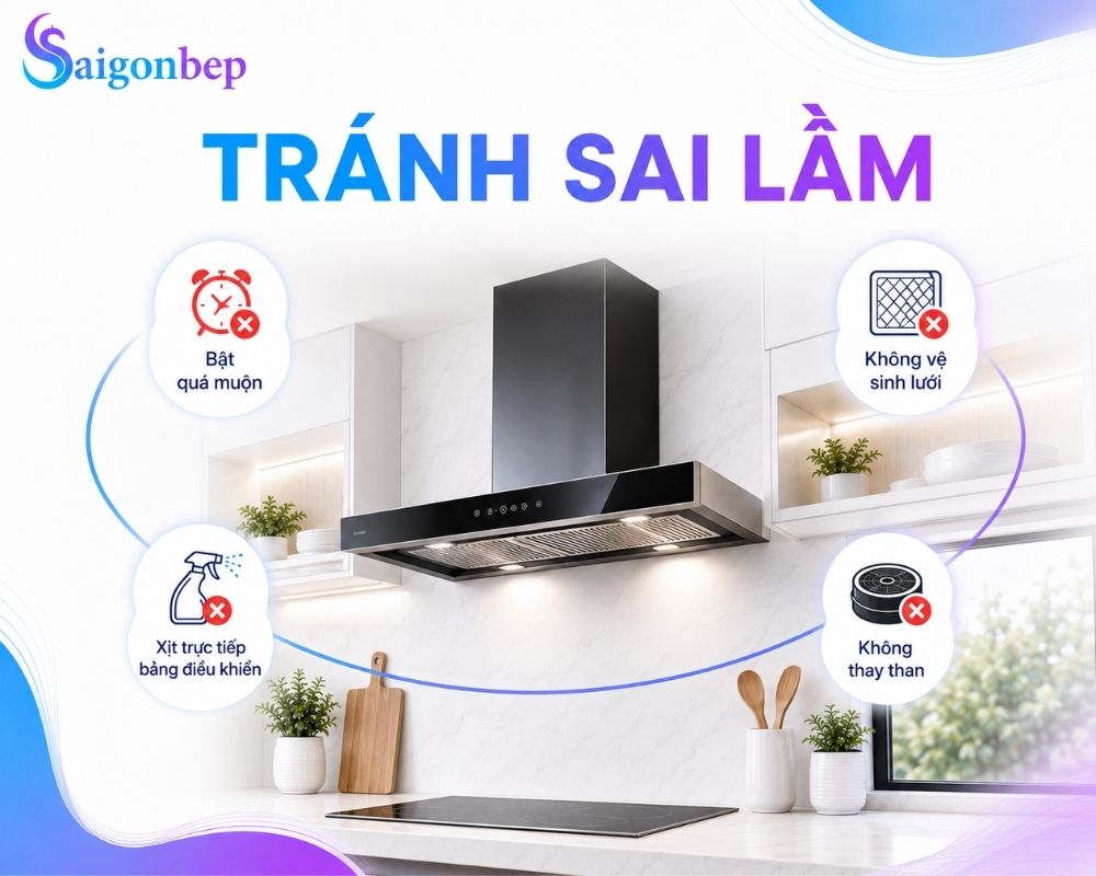 Những sai lầm thường gặp khi sử dụng máy hút mùi