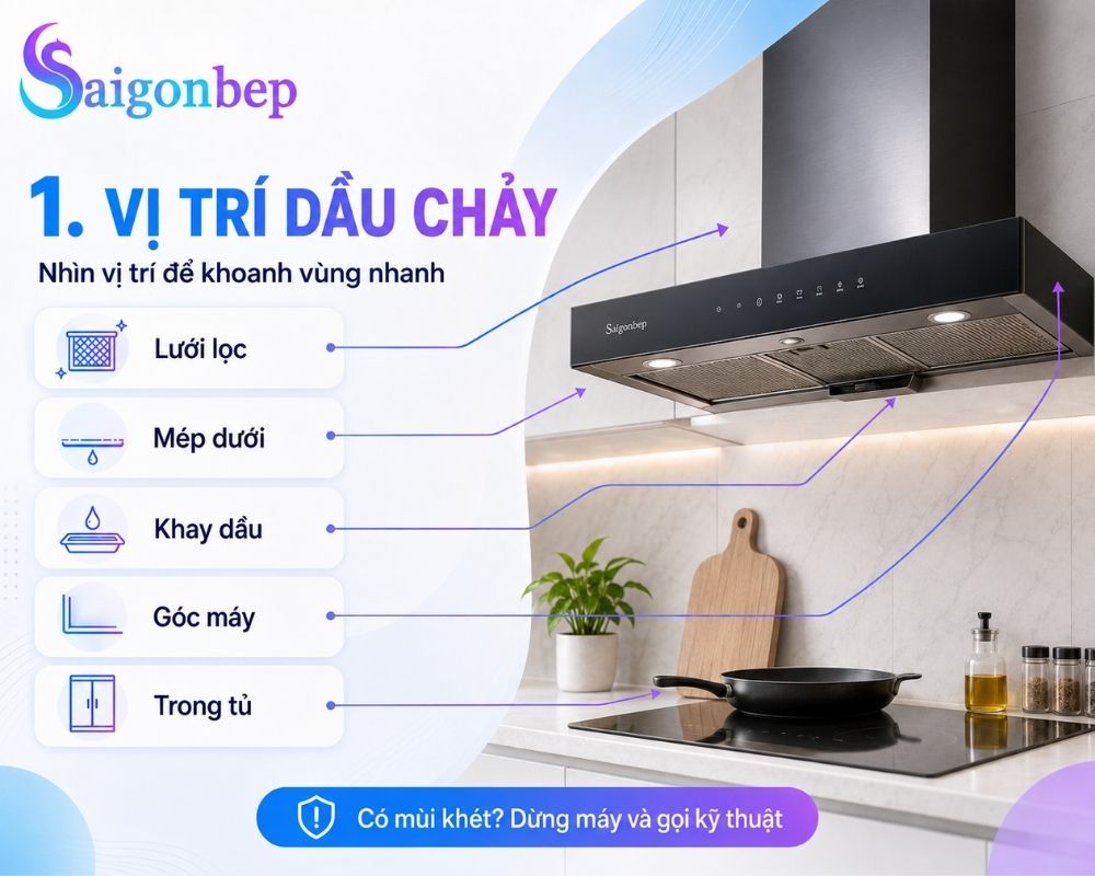 Xác định đúng vị trí dầu chảy