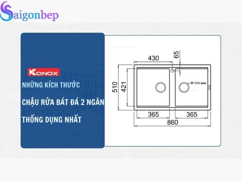 Kích thước chậu rửa bát Konox chi tiết và đầy đủ nhất