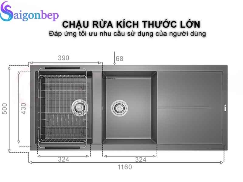 Kích thước chậu rửa bát Konox chi tiết và đầy đủ nhất