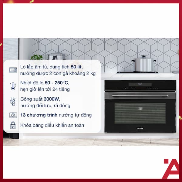 Lò nướng kết hợp vi sóng âm tủ Hafele HCO-8T50A 538.01.431