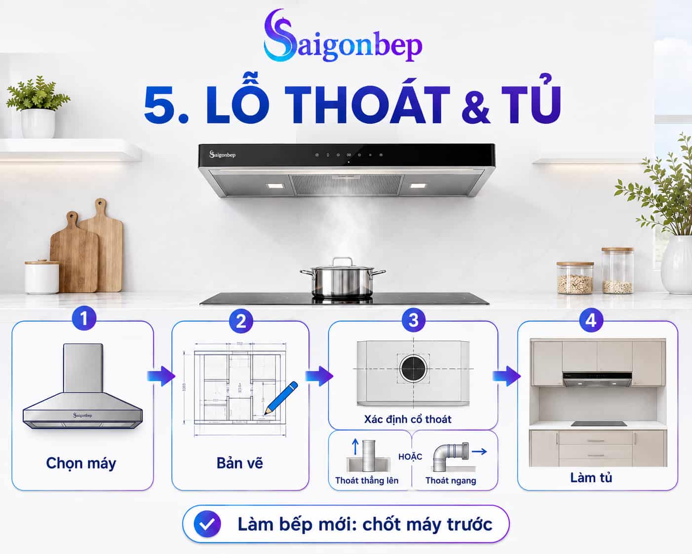 lưu ý khi khoét lỗ chờ hút mùi bếp