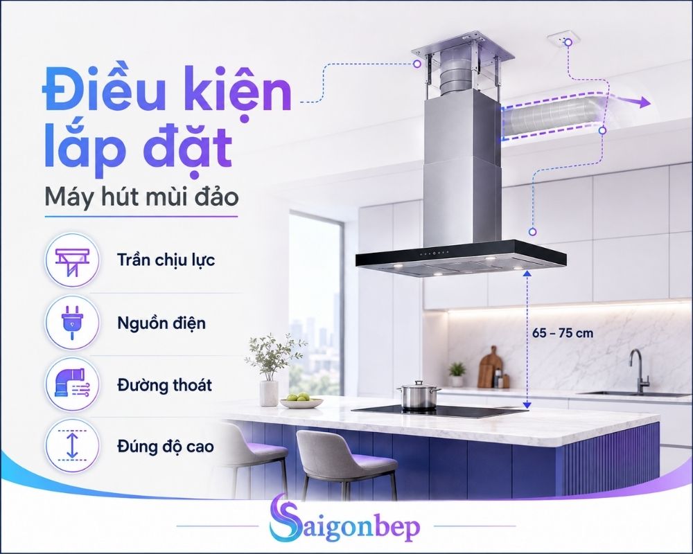 Điều kiện lắp đặt của máy hút mùi đảo